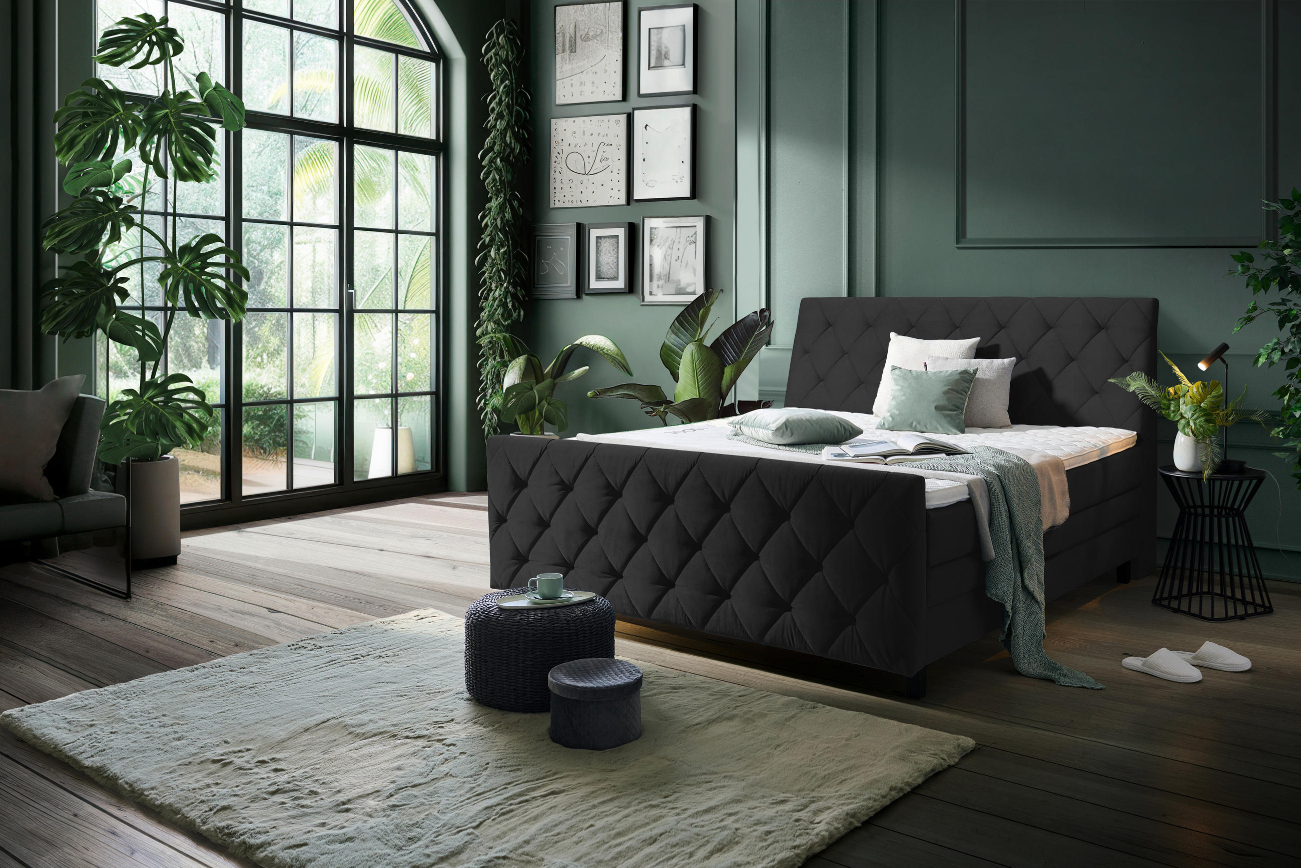 BOXSPRINGBETT 160/200 cm  in Schwarz  - Schwarz, Konventionell, Holz/Textil (160/200cm) - Ti'me