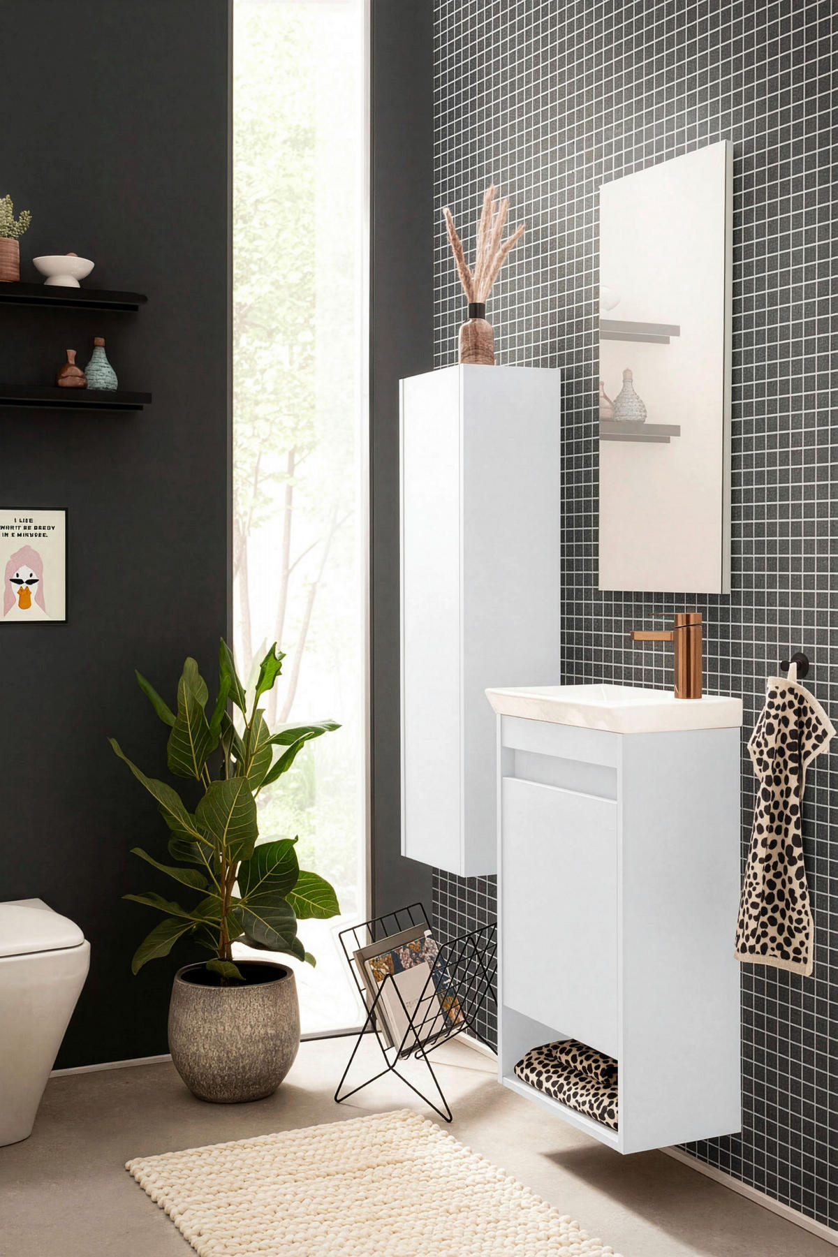 GÄSTEBAD 45,5 cm  - Weiß Hochglanz/Weiß, KONVENTIONELL, Keramik/Holzwerkstoff (45,5cm)