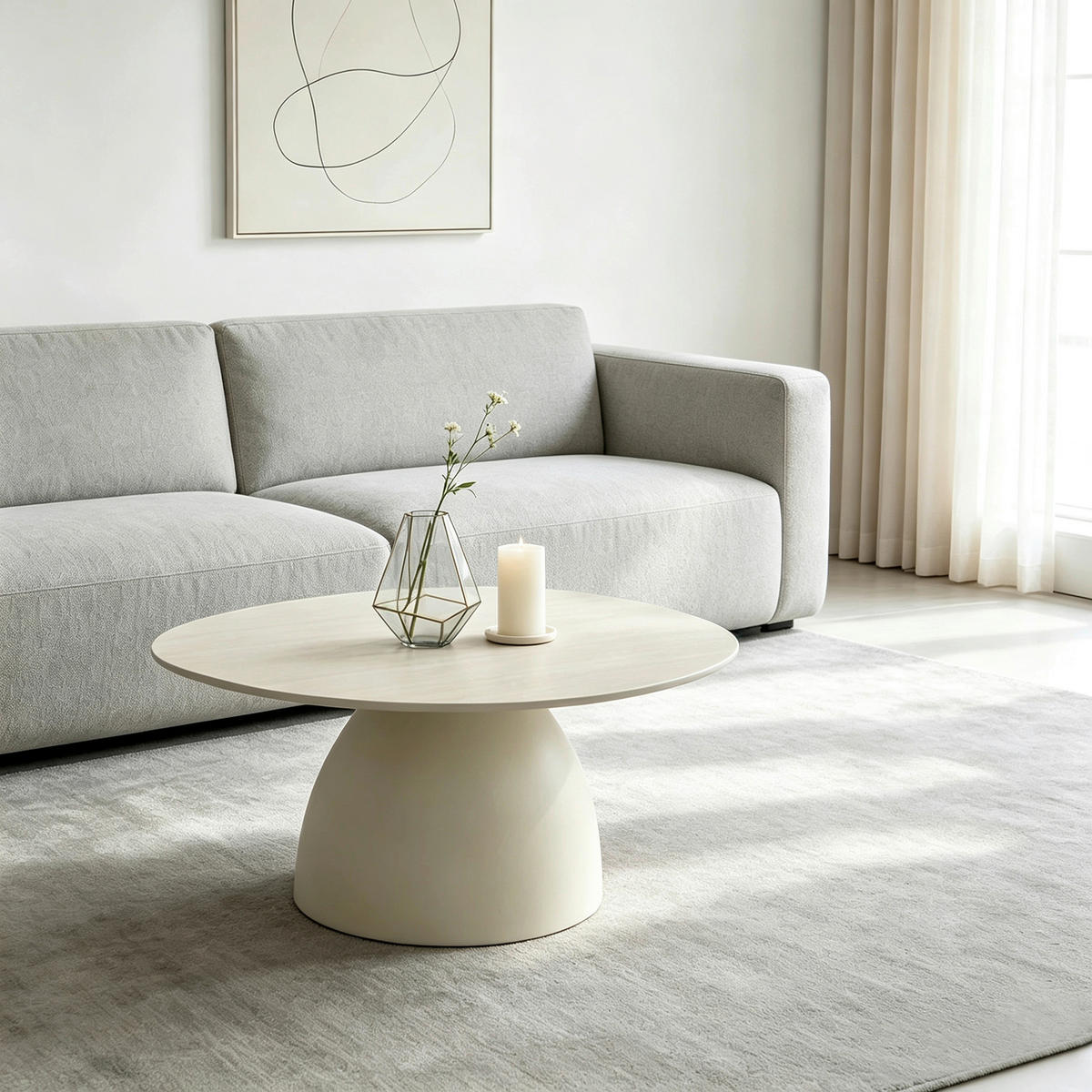 COUCHTISCH 84/74/42 cm oval Beige einfacher Aufbau  - Beige, Design, Stein/Metall (84/74/42cm) - Stylife