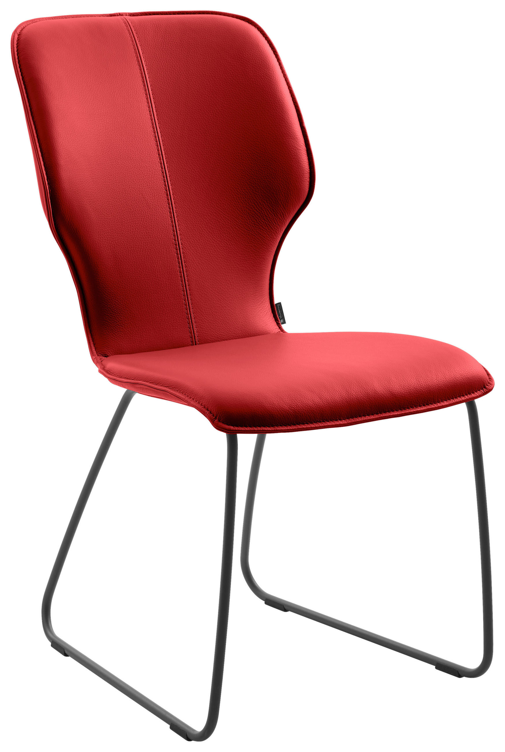 STUHL Echtleder Rot  - Dunkelgrau/Rot, Design, Leder/Metall (49/95/63cm) - Musterring