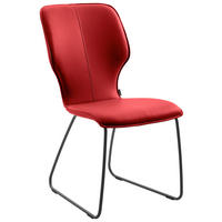 STUHL Echtleder Rot  - Dunkelgrau/Rot, Design, Leder/Metall (49/95/63cm) - Musterring