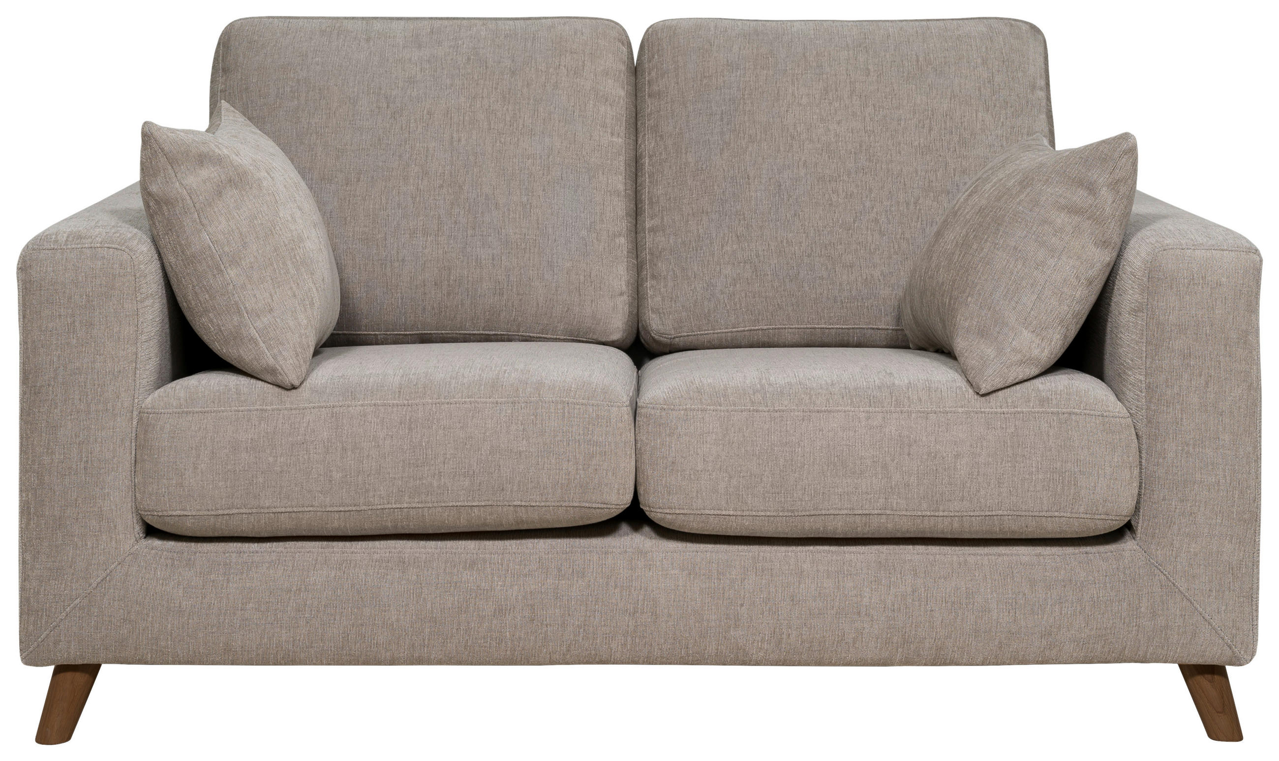 2-SITS SOFFA i trä, metall, textil brun, greige  - greige/brun, Klassisk, metall/trä (157/83/91cm) - Best Price