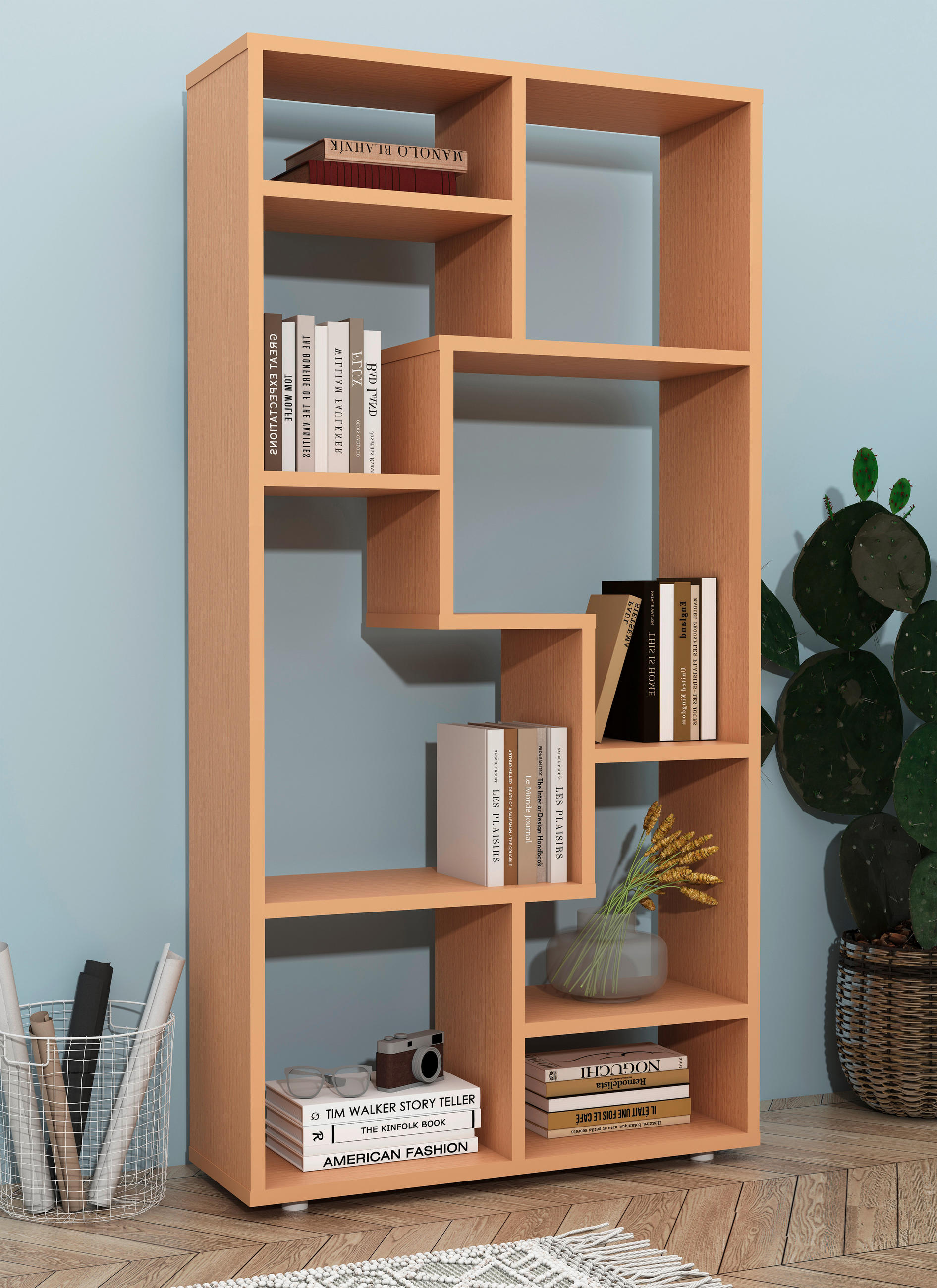 REGAL  58/116/20 cm Buchefarben  - Buchefarben/Grau, Modern, Holzwerkstoff/Kunststoff (58/116/20cm) - MID.YOU