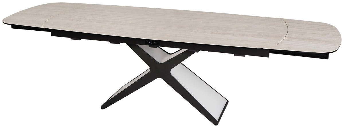 ESSTISCH 200-280/98/76 cm  Metall, Glas, Keramik ausziehbar rechteckig Schwarz, Taupe  - Taupe/Schwarz, Design, Glas/Keramik (200-280/98/76cm) - Belluti