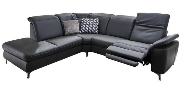 WOHNLANDSCHAFT in Leder Anthrazit - Chromfarben/Anthrazit, KONVENTIONELL, Leder/Metall (242/289cm) - Cantus