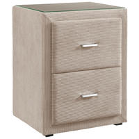 NACHTTISCH 48/60/43 cm  Beige, Graubraun  - Chromfarben/Beige, Konventionell, Glas/Kunststoff (48/60/43cm) - Beldomo - Sleep