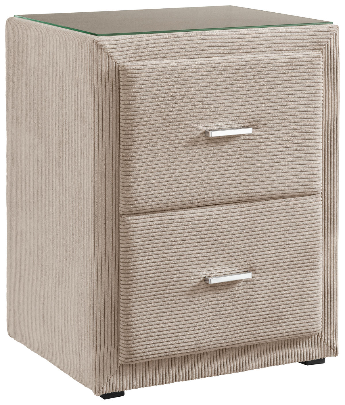 NACHTTISCH 48/60/43 cm  Beige, Graubraun  - Chromfarben/Beige, Konventionell, Glas/Kunststoff (48/60/43cm) - Beldomo - Sleep