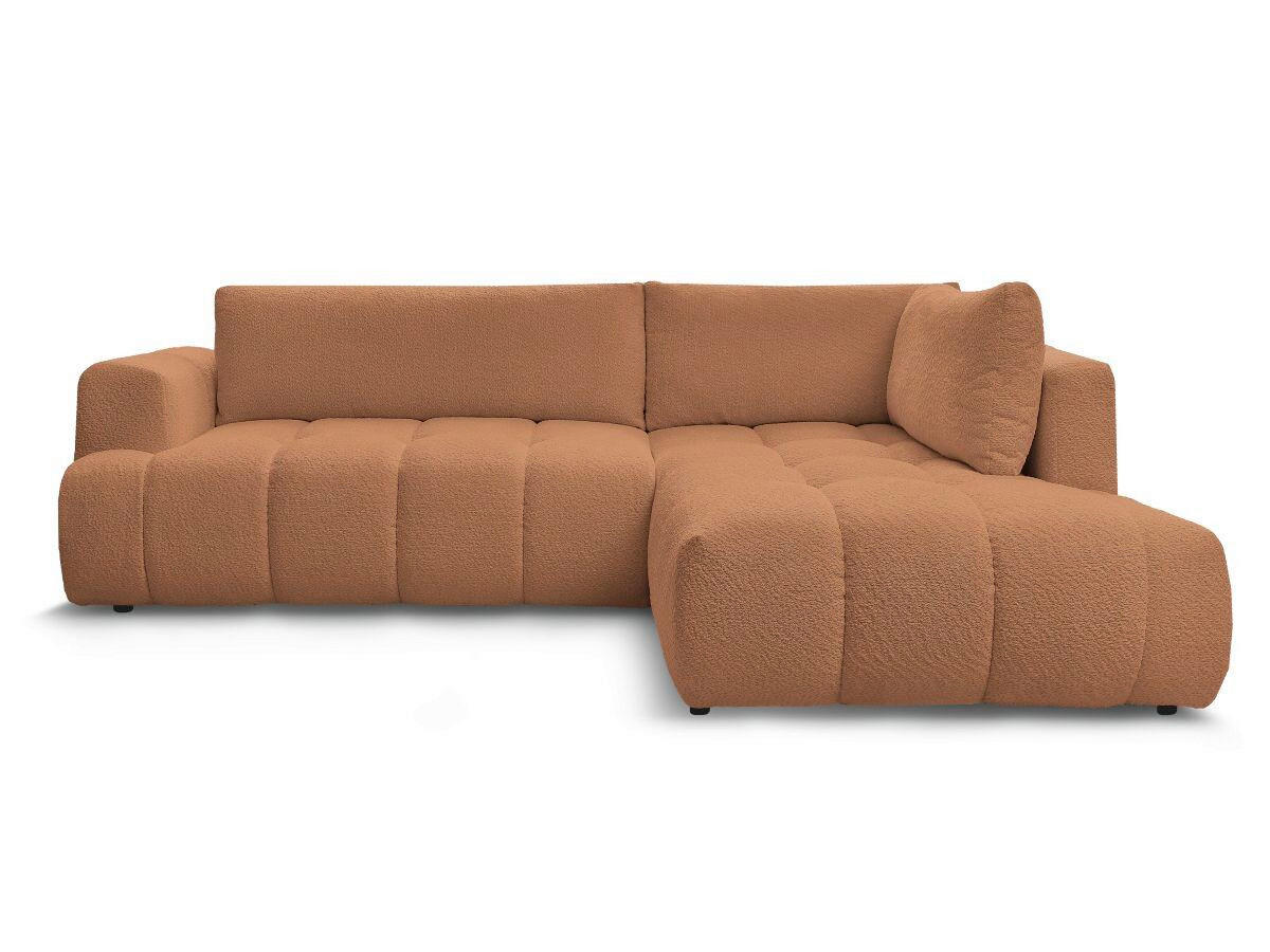 ECKSCHLAFSOFA EVEREST Bouclé Orange  inkl. Rückenkissen, Schlaffunktion  - Schwarz/Orange, MODERN, Kunststoff/Textil (282/204cm)