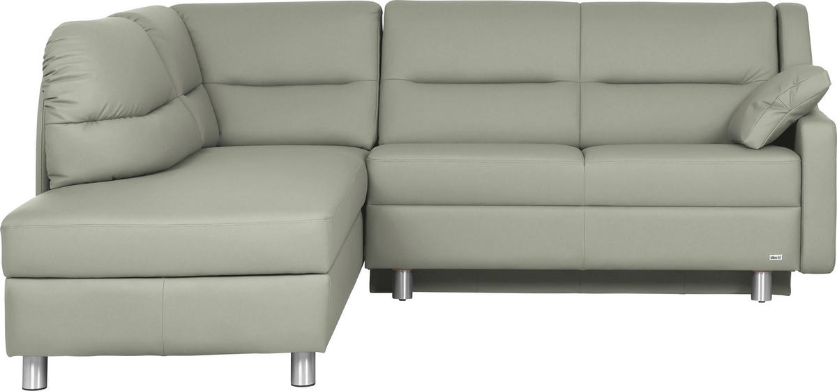 ECKSOFA in Echtleder Grau  208/226 cm  - Alufarben/Grau, KONVENTIONELL, Leder/Metall (208/226cm) - Sedda