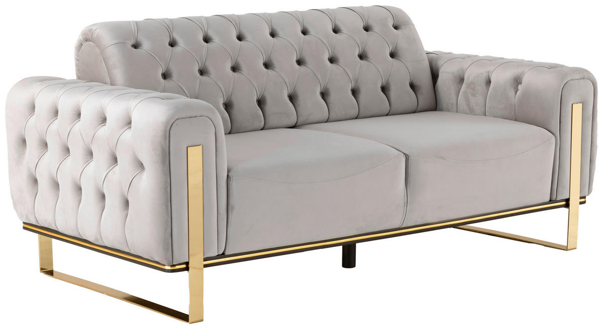 2-SITZER-SOFA Samt Beige  - Beige/Goldfarben, Design, Textil (187/94/84,5cm) - Livetastic