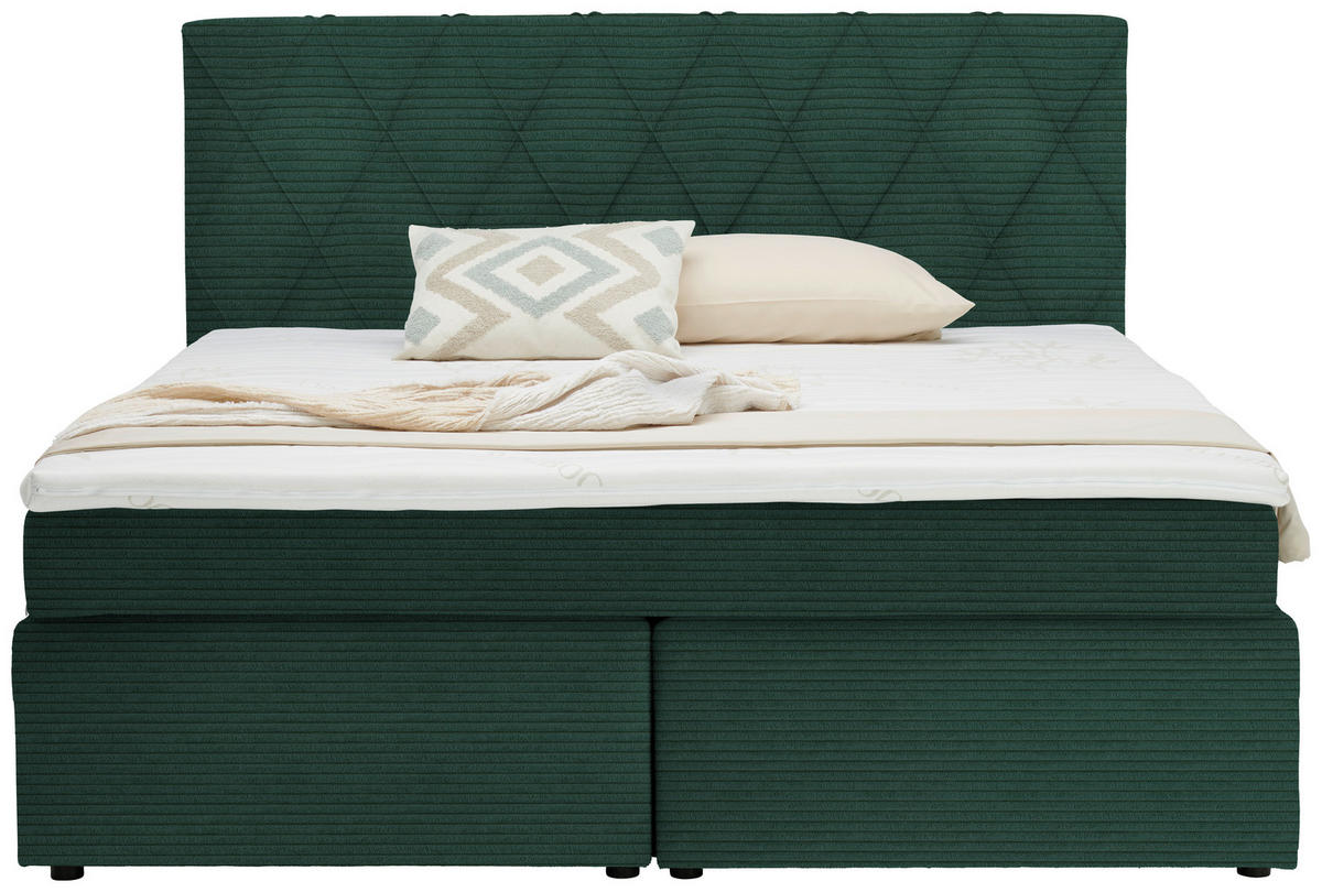 BOXSPRINGBETT 180/200 cm  in Waldgrün  - Waldgrün/Schwarz, Design, Kunststoff/Textil (180/200cm) - Xora