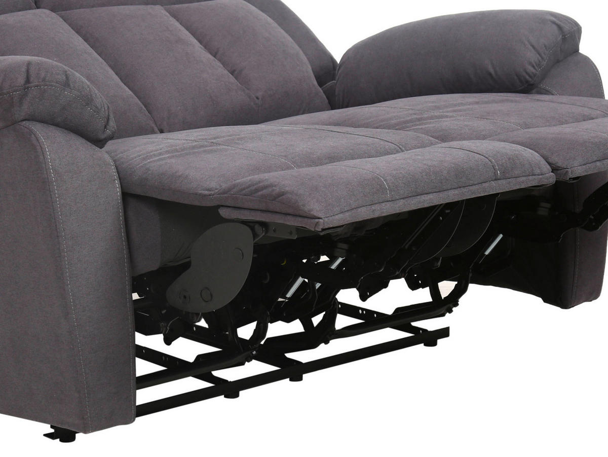 2-Sitzer-Sofa + Relaxfunktion Webstoff Grau  - Schwarz/Grau, KONVENTIONELL, Holz/Kunststoff (138/103/96cm) - P & B