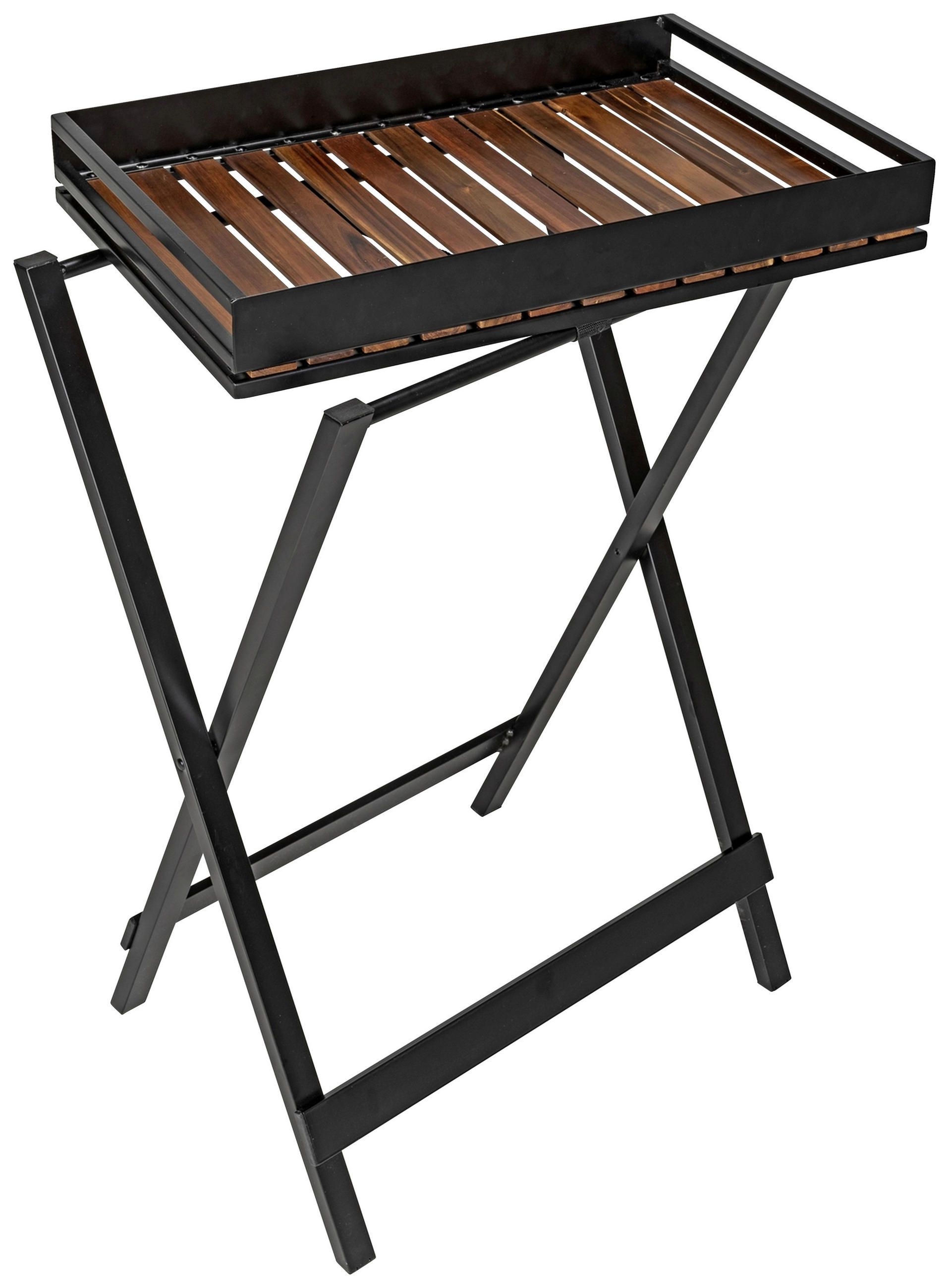 KLAPPTISCH Akazie rechteckig Schwarz, Akaziefarben  - Schwarz/Akaziefarben, Basics, Holz/Metall (60/89/42cm) - Wenko