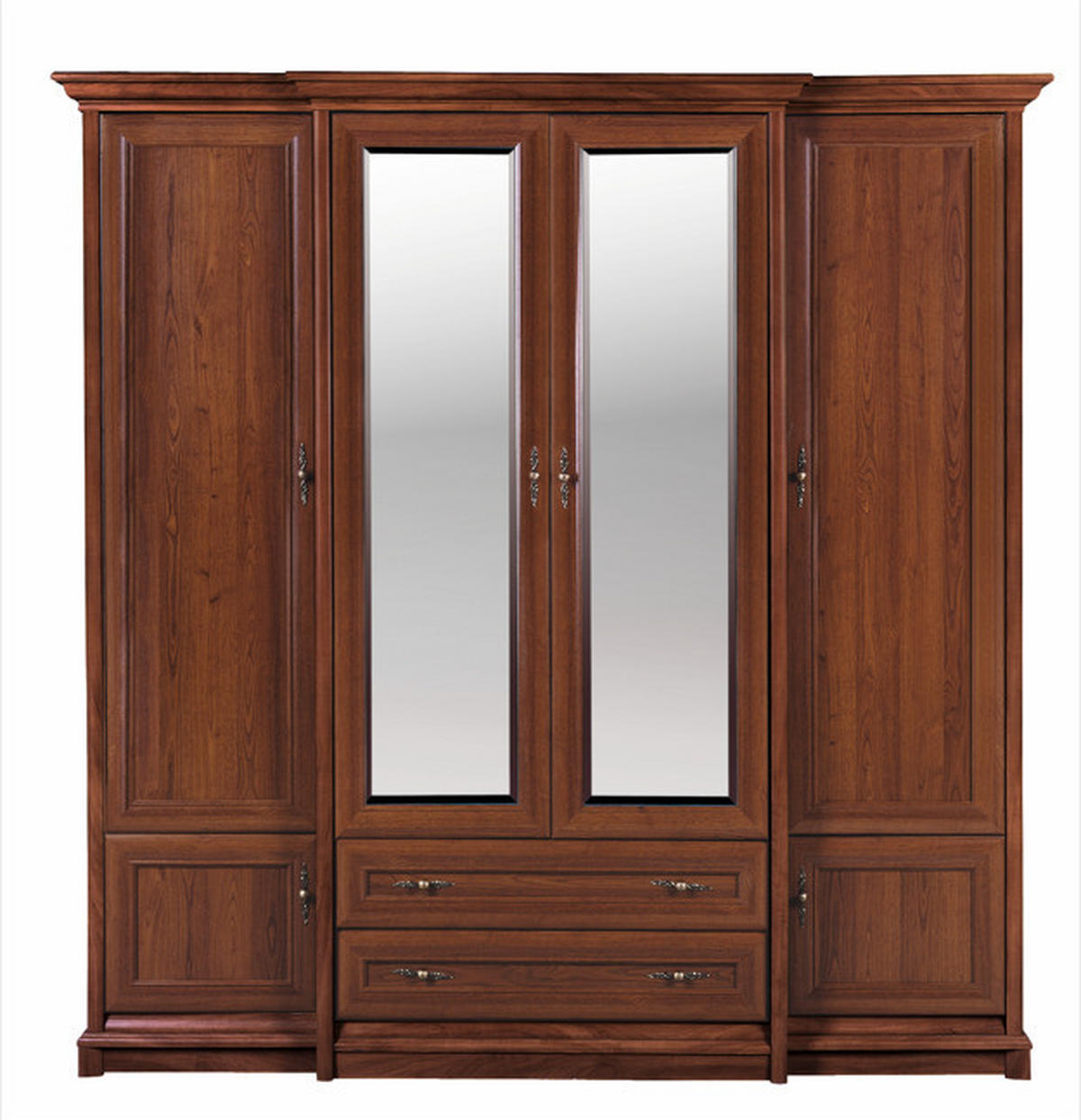 Dulap Cu Uși Rotative, castaniu - castaniu/alămiu, Natur, sticlă/metal (227/225/53-65,5cm) - Cantus
