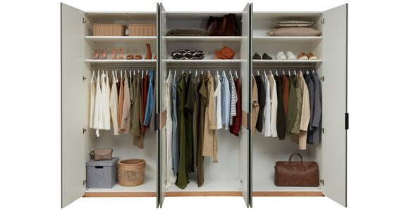 DREHTÜRENSCHRANK 300/229/60 cm 6-türig Eichefarben, Olivgrün  - Eichefarben/Anthrazit, Design, Holz/Holzwerkstoff (300/229/60cm) - Dieter Knoll