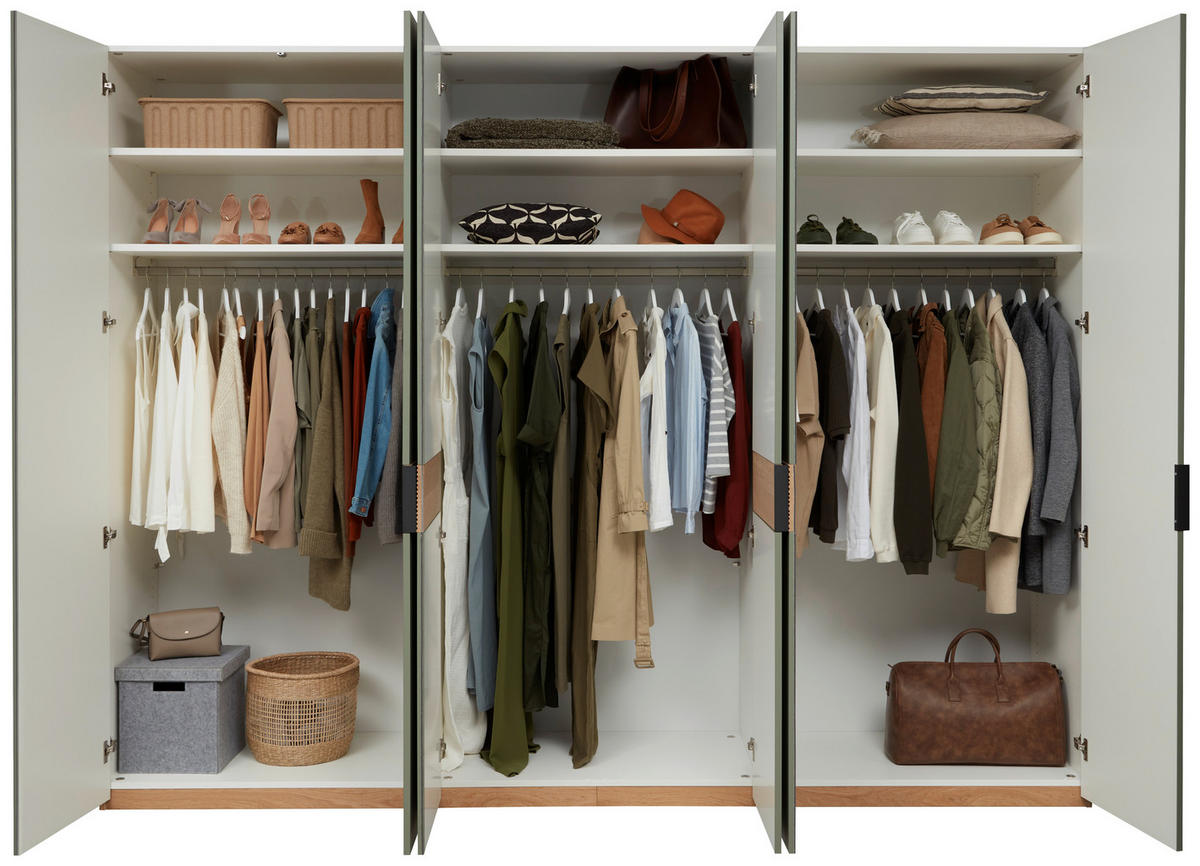 DREHTÜRENSCHRANK in Eichefarben, Olivgrün  - Eichefarben/Anthrazit, Design, Holz/Holzwerkstoff (300/229/60cm) - Dieter Knoll