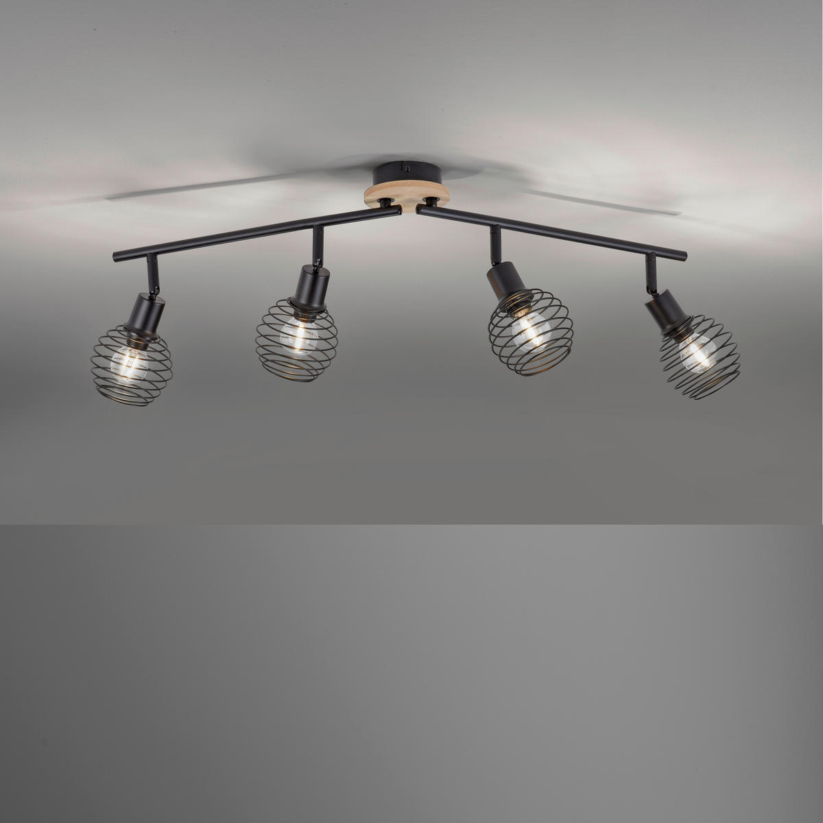 DECKENLEUCHTE Eugen 92/87/24 cm   - Schwarz, Natur, Holz/Kunststoff (92/87/24cm)