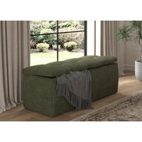 BETTBANK Bouclé Olivgrün  - Schwarz/Olivgrün, Basics, Kunststoff/Textil (141/50/40cm) - Chameo