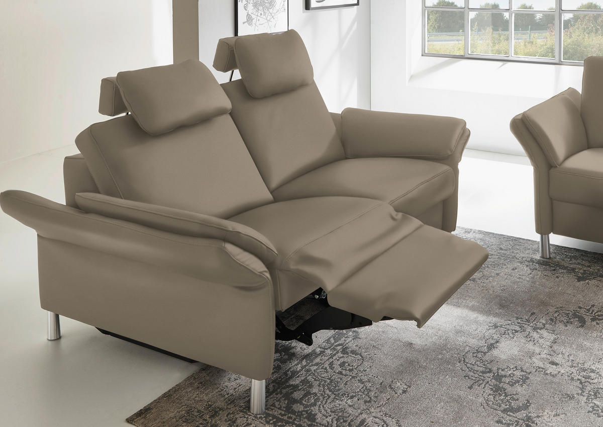 3-SITZER-SOFA in Leder Greige  - Greige/Alufarben, Design, Leder/Metall (190/82/99cm) - Dieter Knoll