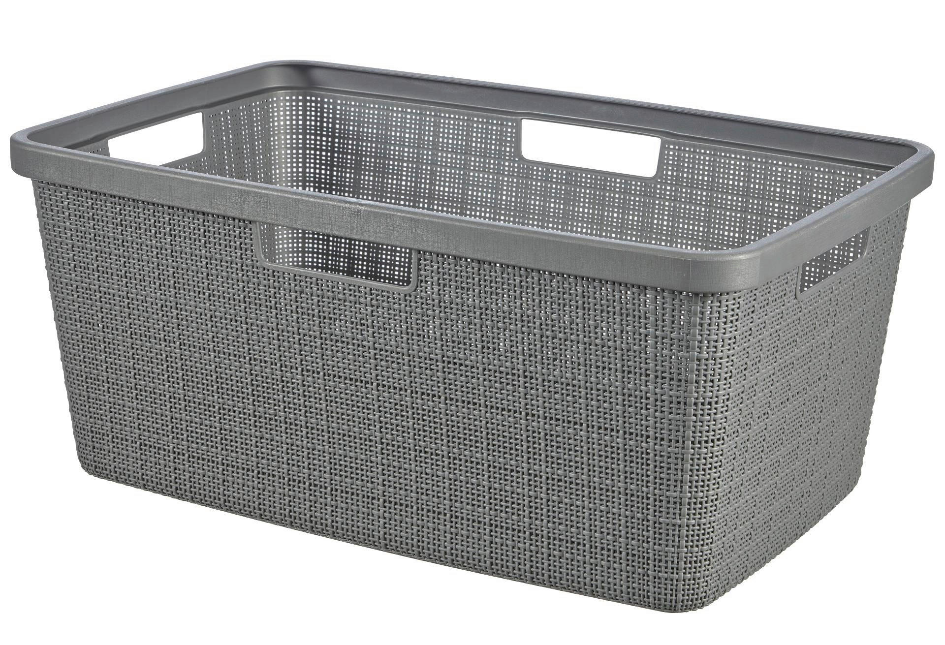 KOŠ NA PRÁDLO, šedá - šedá, Basics, plast (34/43/60cm)