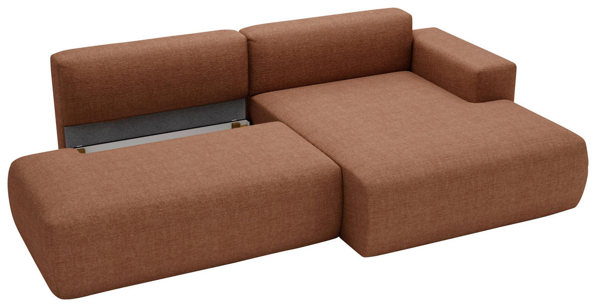 ECKSOFA Chenille Rostfarben  - Rostfarben/Schwarz, Design, Kunststoff/Textil (284/160cm) - Livetastic