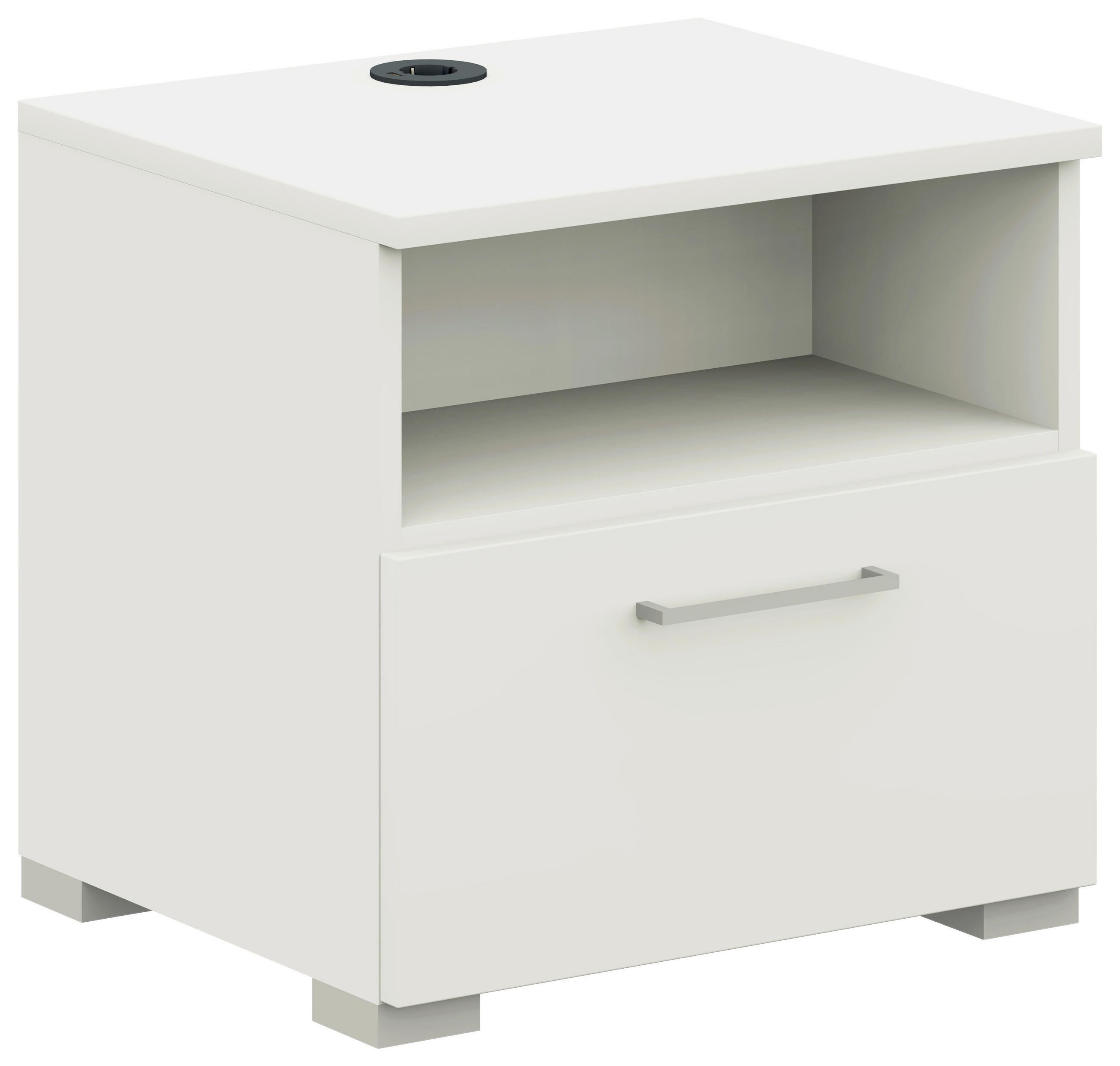 NACHTKÄSTCHEN 50/48/42,1 cm  in Weiß  - Edelstahlfarben/Weiß, Design, Holzwerkstoff/Metall (50/48/42,1cm) - Cantus