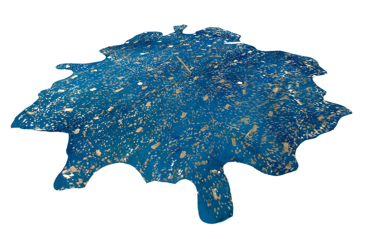 FLACHWEBETEPPICH Glam 410 Blau / Gold Blau, Goldfarben  - Blau/Goldfarben, KONVENTIONELL, Leder (1.35qm)