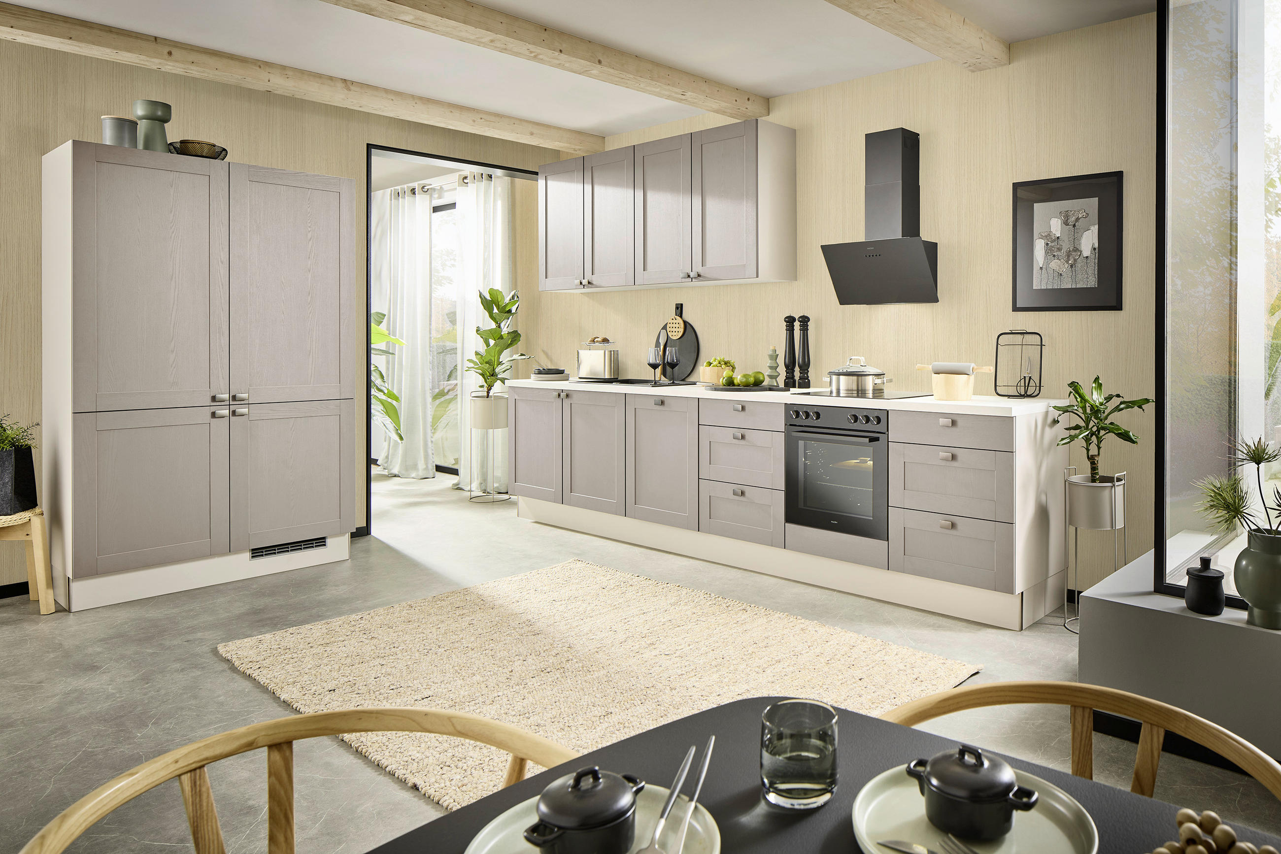 ECKKÜCHE XO50 120/360 cm  in Grau, Kaschmir  - Kaschmir/Creme, Design, Holzwerkstoff/Metall (120/360cm) - Xora