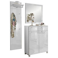 GARDEROBE 3-teilig  in 135/195/37 cm  - Weiss, Design, Glas/Holzwerkstoff (135/195/37cm)