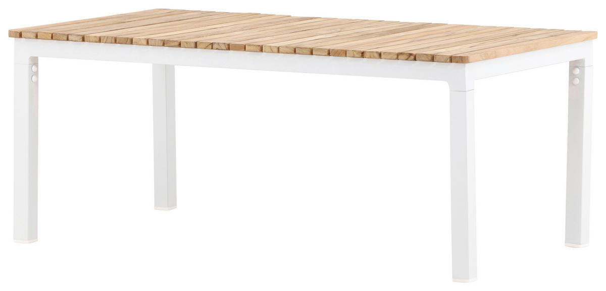LOUNGETISCH 110/60/45 cm Holz, Metall  - Weiß/Teakfarben, KONVENTIONELL, Holz/Metall (110/60/45cm) - Gardenson