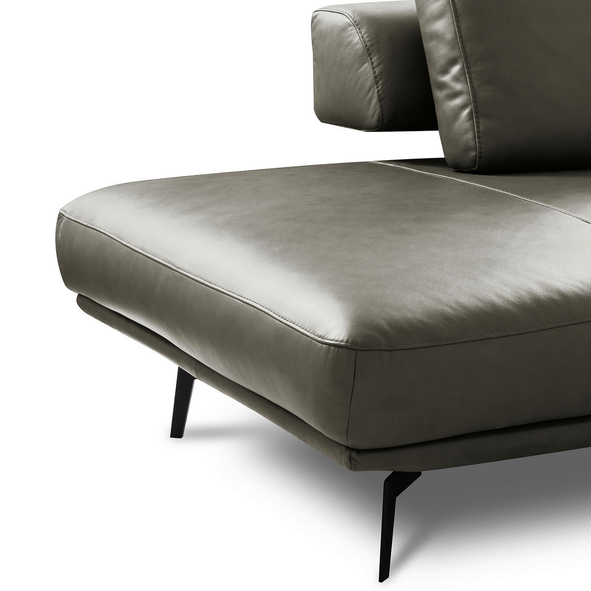 ECKSOFA Grau Echtleder  - Schwarz/Grau, Design, Leder/Metall (237/306cm) - Livetastic