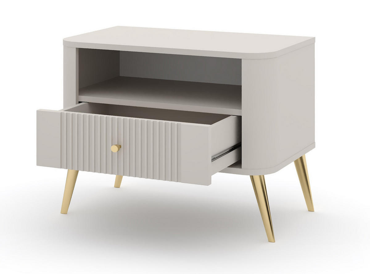 NACHTSCHRANK 64,5/55/39 cm  - Kaschmir/Goldfarben, Design, Holzwerkstoff/Metall (64,5/55/39cm) - Boxxx