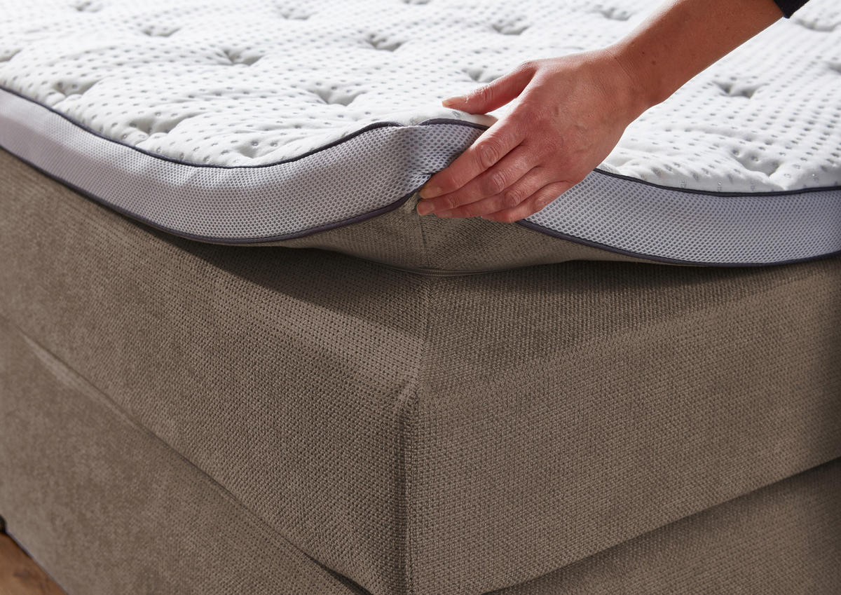 BOXSPRINGBETT 180/200 cm  Taupe  - Taupe/Schwarz, Konventionell, Kunststoff/Textil (180/200cm) - Carryhome