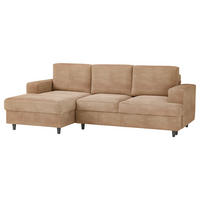 ECKSOFA in Cord, Velours Hellbraun  - Hellbraun/Schwarz, Design, Holz/Textil (140/247cm) - MID.YOU