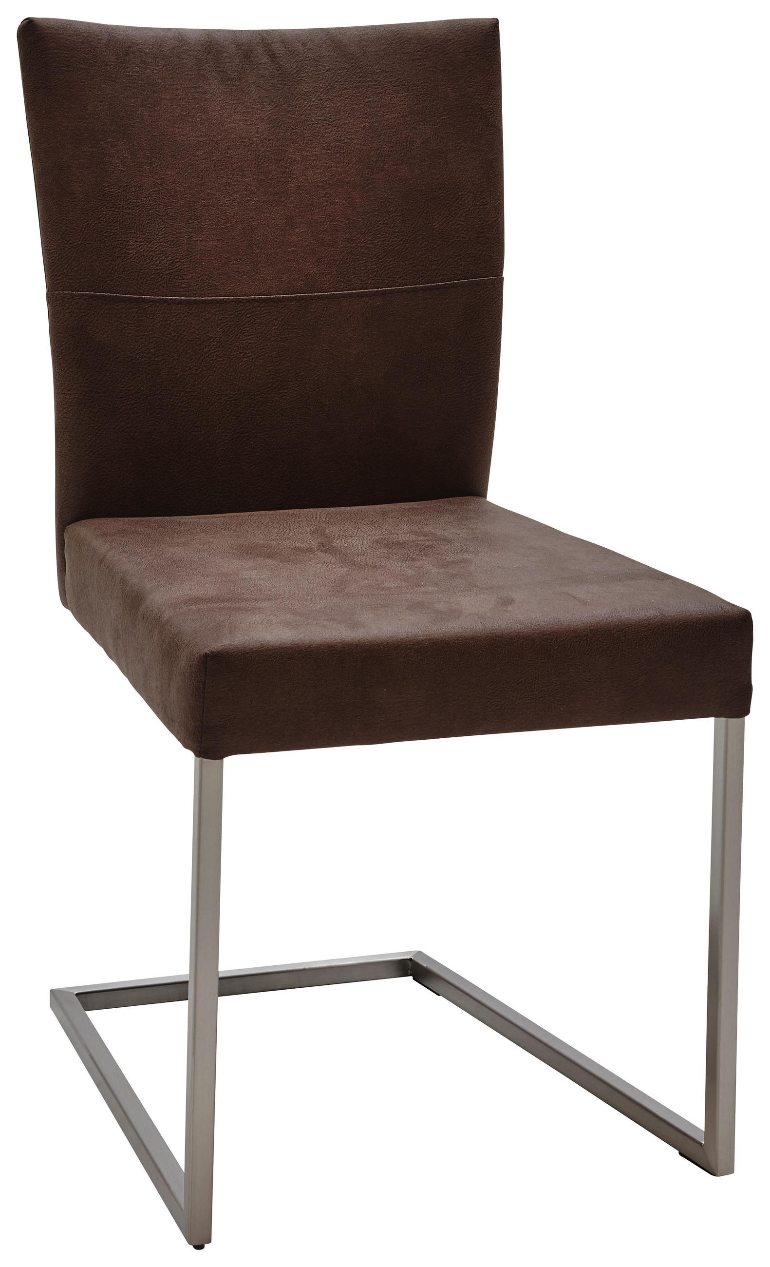 Schwingstuhl in Metall, Textil Braun, Edelstahlfarben