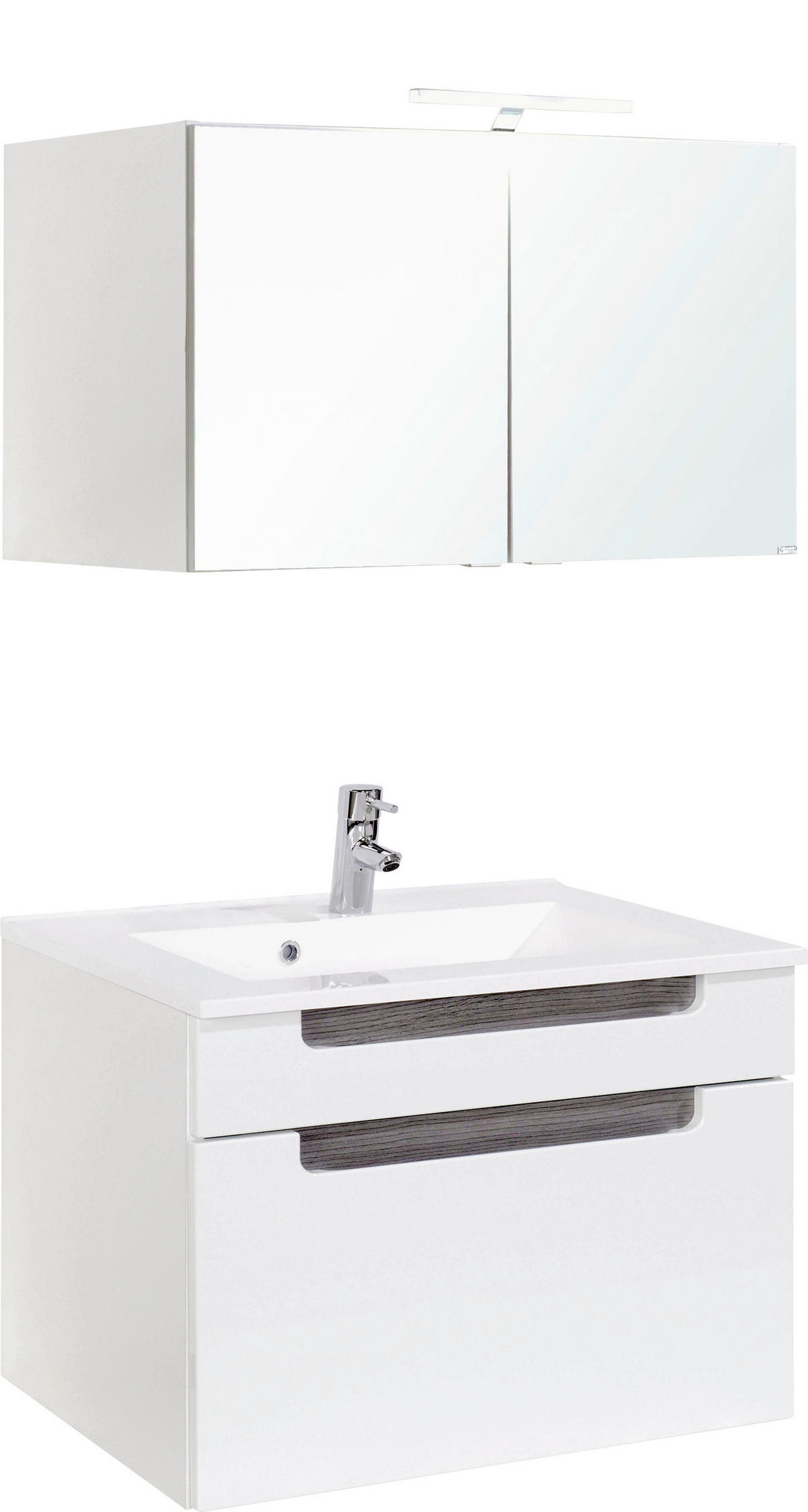 BADEZIMMER  in 80 cm  - Weiss/Silbereichenfarben, Modern, Holzwerkstoff/Stein (80cm) - Held