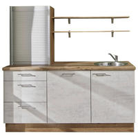 KÜCHENBLOCK 180 cm   in Graphitfarben, Eichefarben  - Edelstahlfarben/Eichefarben, Design, Holzwerkstoff/Metall (180cm) - Pino