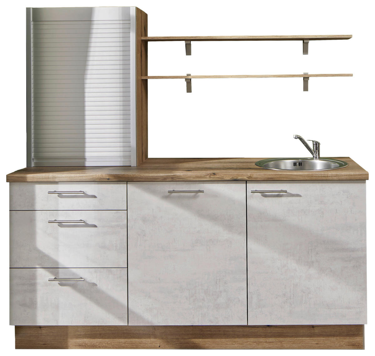 KÜCHENBLOCK 180 cm   in Graphitfarben, Eichefarben  - Edelstahlfarben/Eichefarben, Design, Holzwerkstoff/Metall (180cm) - Pino