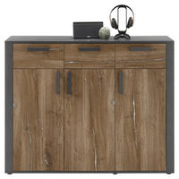 KOMMODE , 127/102/38 cm, 3 Schublade(n)  - Alteiche/Dunkelgrau, KONVENTIONELL, Holzwerkstoff/Kunststoff (127/102/38cm) - MID.YOU