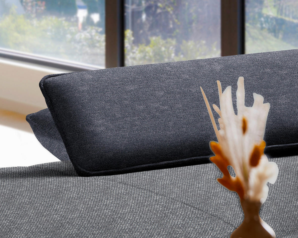 ECKSOFA in Flachgewebe Anthrazit  191/301 cm  - Anthrazit/Schwarz, Design, Textil/Metall (191/301cm) - Moderano