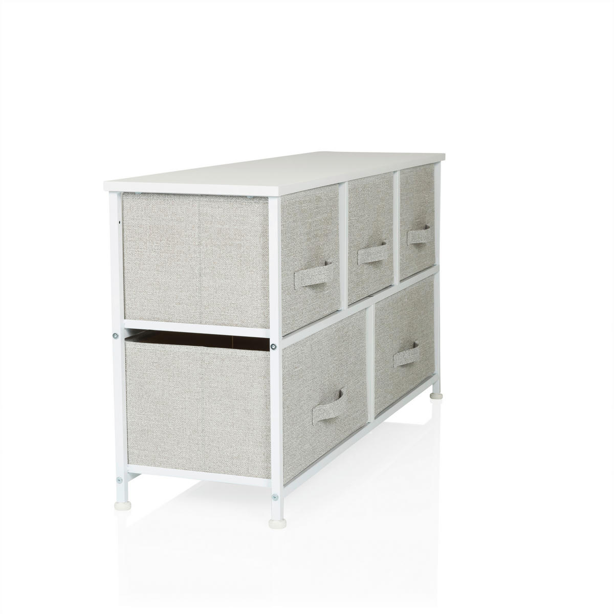 KOMMODE  in 100/55/30 cm  - Weiß/Grau, MODERN, Kunststoff/Textil (100/55/30cm) - MID.YOU