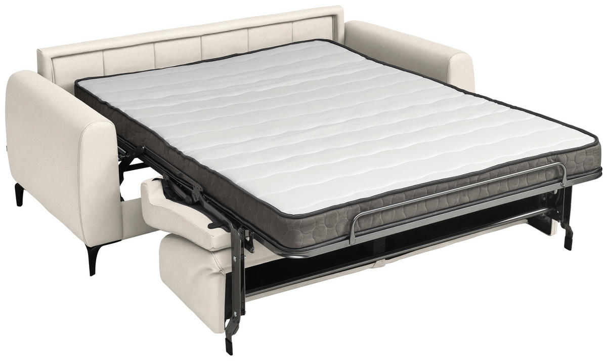 SCHLAFSOFA Flachgewebe Creme  - Creme/Schwarz, Konventionell, Holz/Textil (203/88/102cm) - Novel