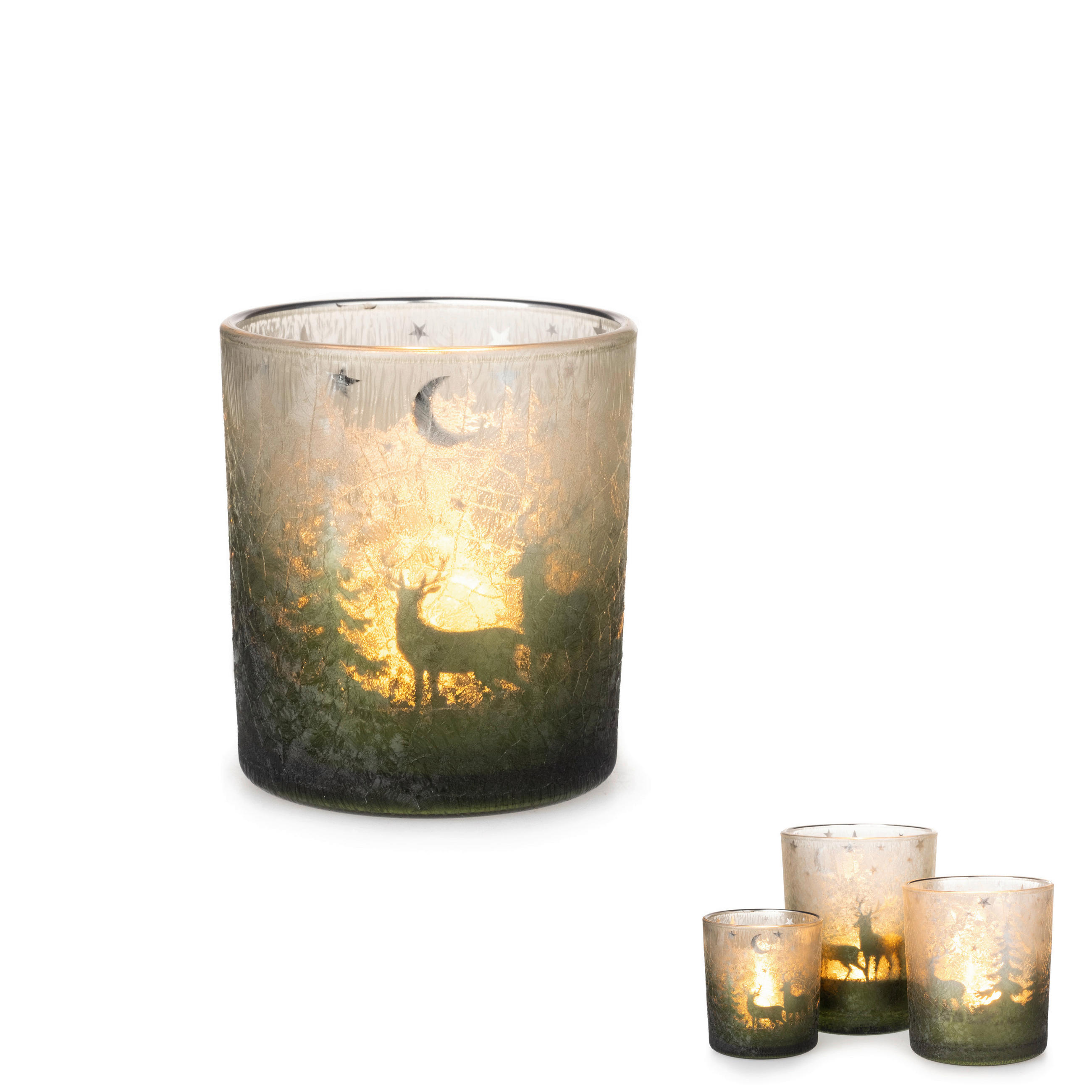 TEELICHTGLAS - Silberfarben/Grün, LIFESTYLE, Glas (7,3/8cm) - X-Mas