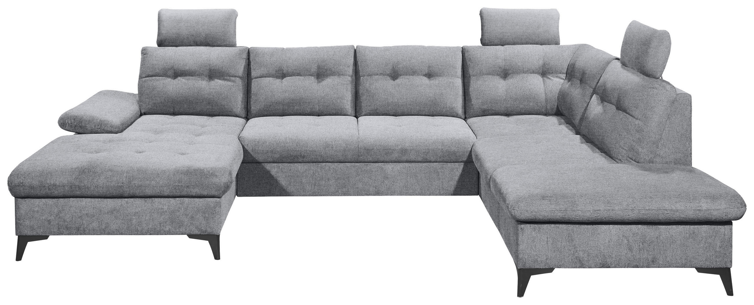 WOHNLANDSCHAFT Grau Webstoff  - Schwarz/Grau, KONVENTIONELL, Kunststoff/Textil (170/324/218cm) - Carryhome