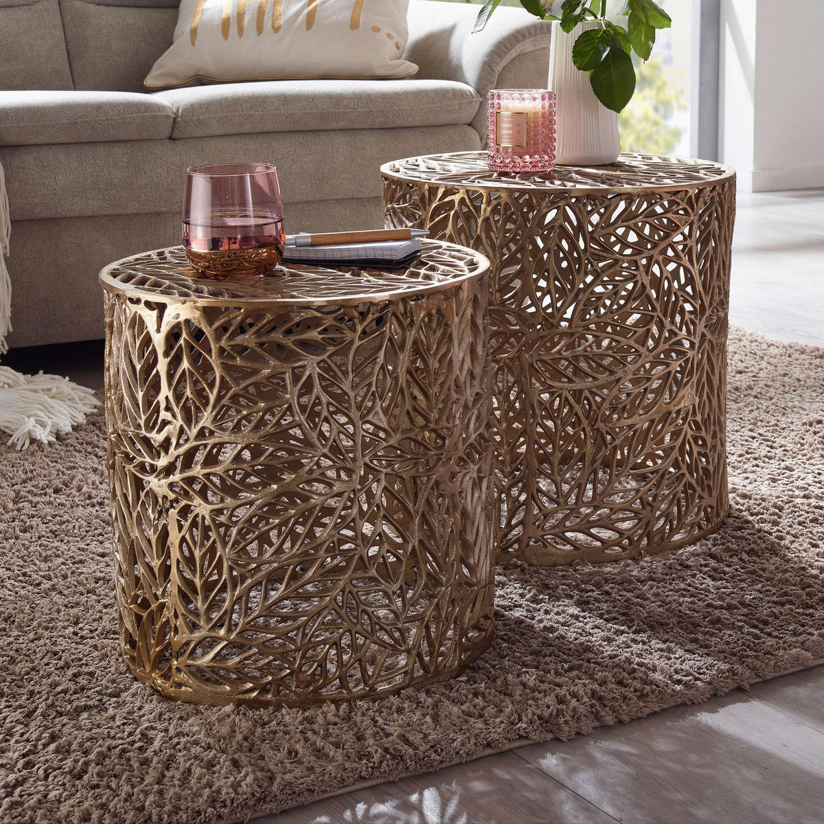 SET MIZ, zlate barve  - zlate barve, Design, kovina (41/42/41cm) - MID.YOU