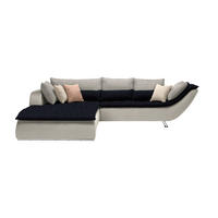 SOFFA i textil vit, ljusgrå, mörkblå  - vit/kromfärg, Design, metall/textil (220/300cm) - Livetastic