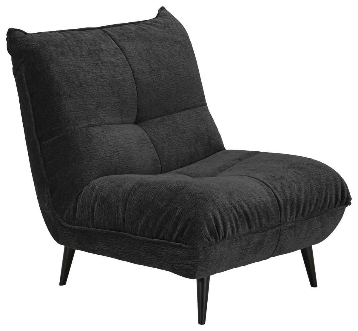 SESSEL Mikrofaser Schwarz  - Schwarz, Konventionell, Textil/Metall (89/100/101cm) - MID.YOU