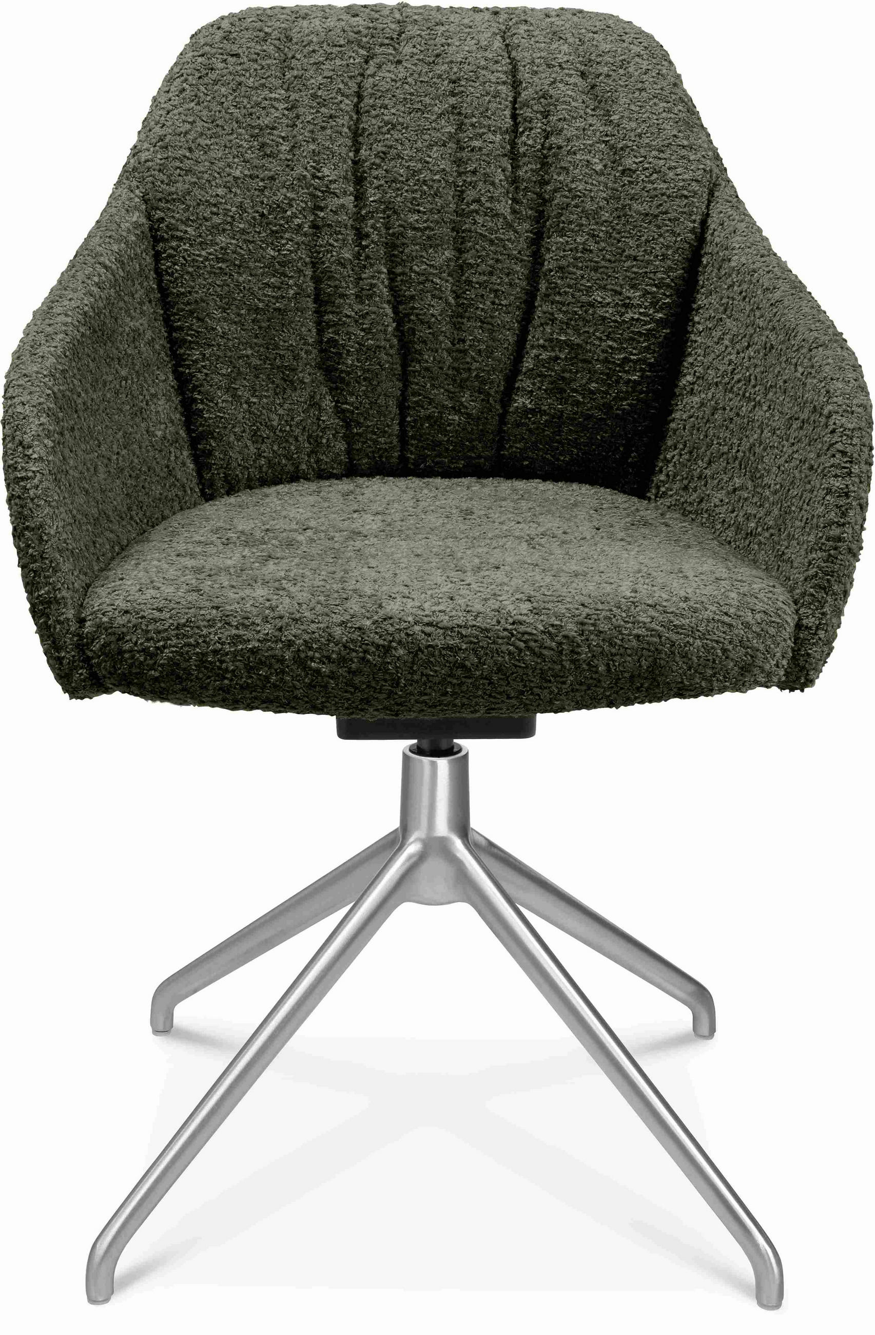 ARMLEHNSTUHL  in Aluminium Bouclé  - Dunkelgrün/Alufarben, Design, Textil/Metall (58/81,5-84,5/60cm) - Johann Jakob