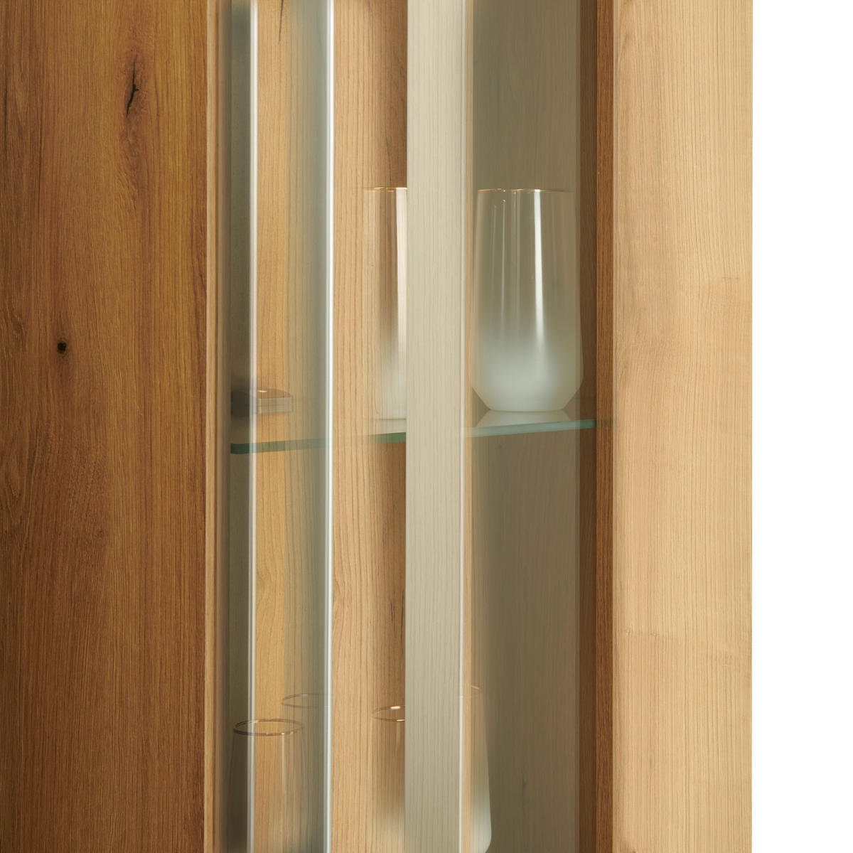 VITRINĂ SUSPENDATĂ  in străveziu, culoare lemn stejar  - străveziu/culoare lemn stejar, Modern, plastic/sticlă (42,2/129,8/32cm) - Modern Living