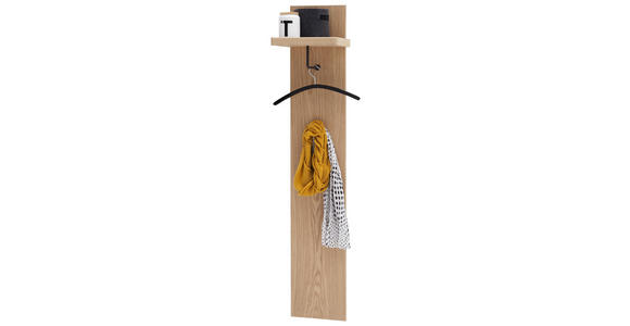 GARDEROBENPANEEL Eiche furniert Schwarz, Eichefarben - Eichefarben/Schwarz, Natur, Holz/Metall (30/168/30cm) - Linea Natura